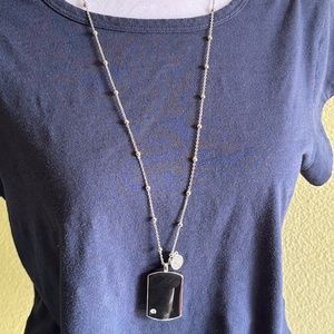 Silver Tone Dog Tag Necklace